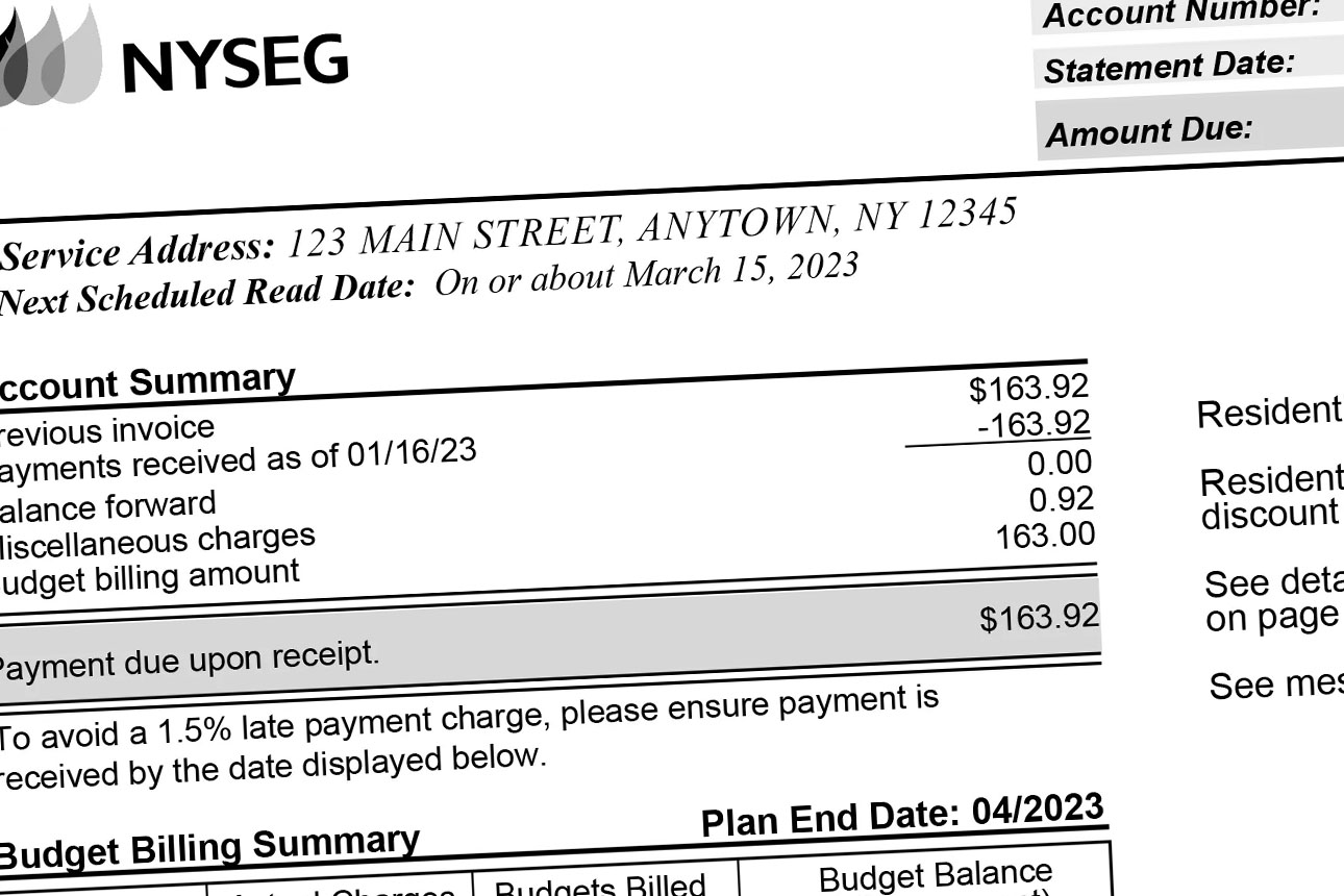 NYSEG energy bill breakdown illustration for Binghamton NY homeowners showing supply and delivery charges